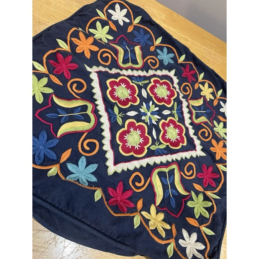 Pottery Barn Romanian Heavily Embroidered Pillow‎ Cover 17x17